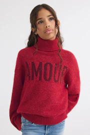 Y graphic knitted polo sweater