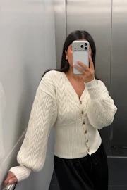 Knitted cable cardigan