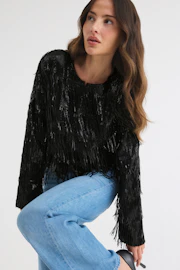 Sequin fringe jacket