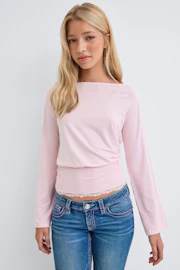 Y lace detail top