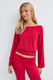 Y lace detail top