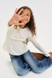 Y petite long sleeve smock kids top