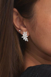 Cubic zirconia leaf earrings
