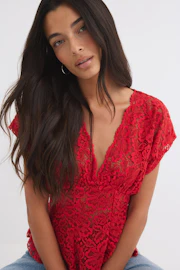 Lace peplum top