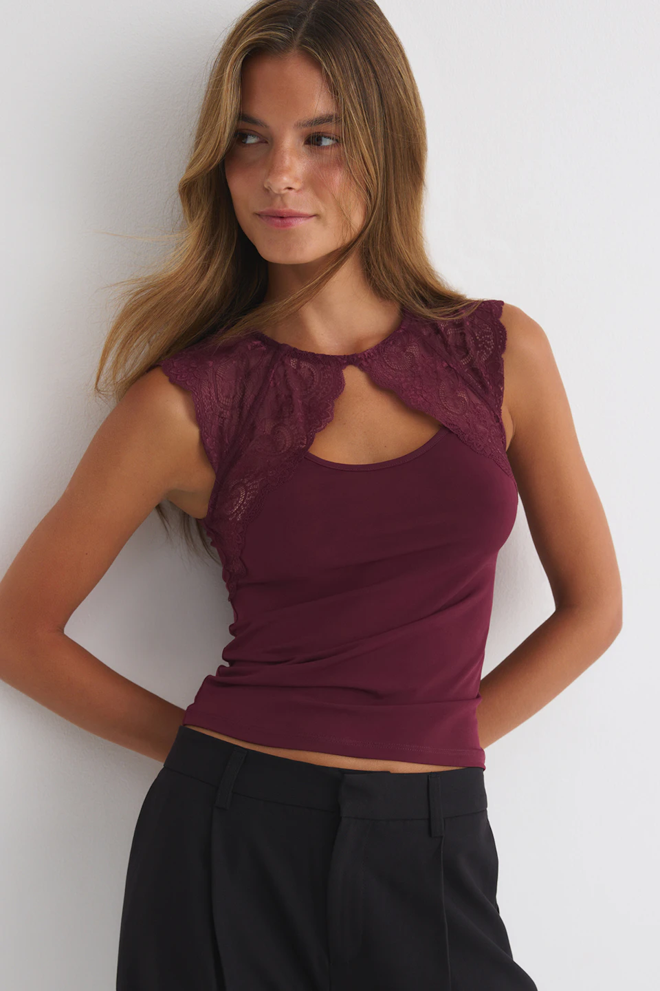 Lace detail top