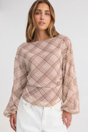 Chiffon check blouse