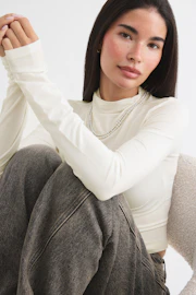 Long sleeve funnel neck top
