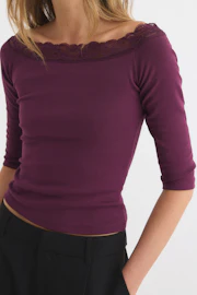 Off shoulder lace detail top