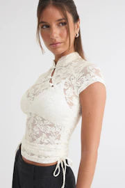 Mandarin collar button top