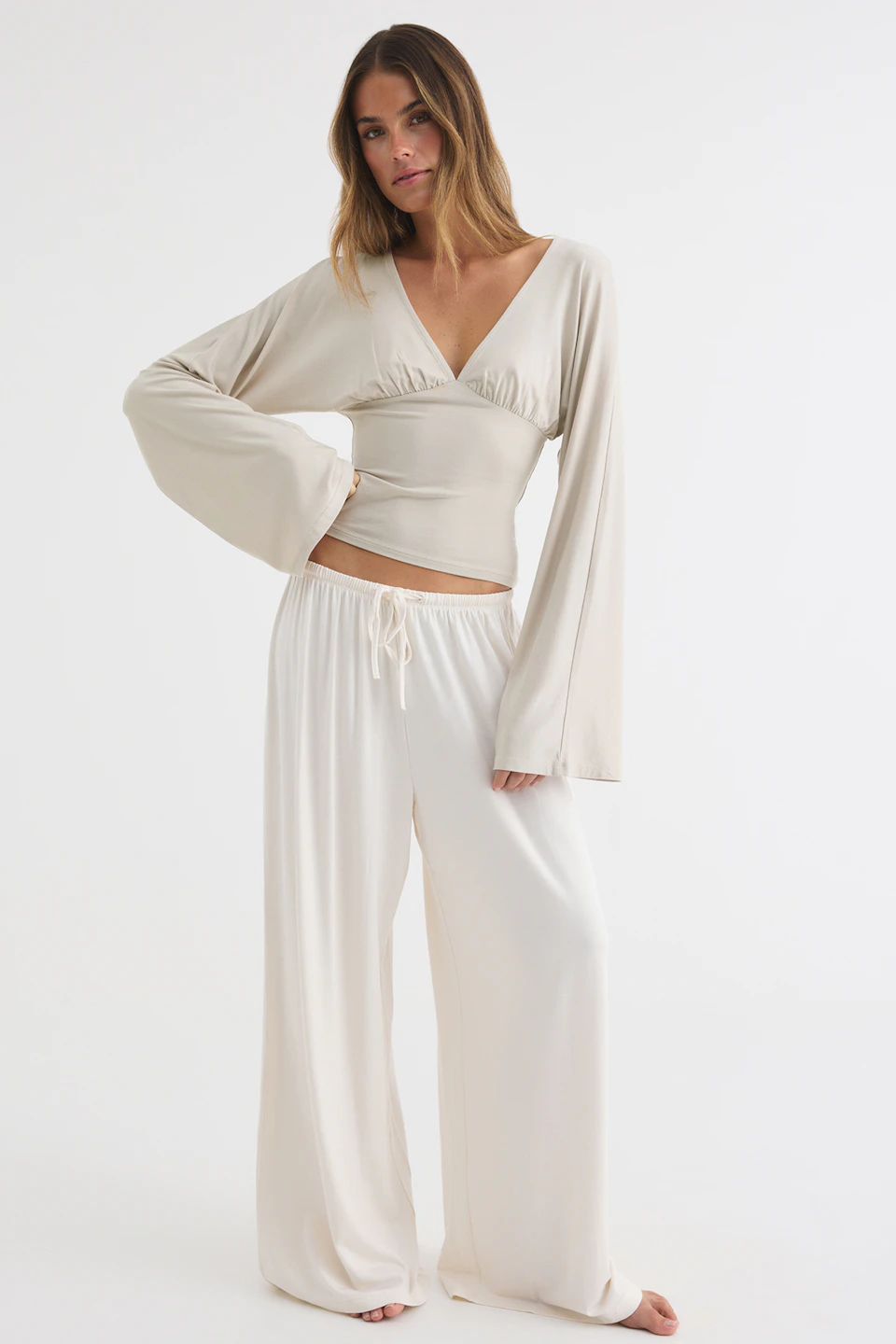 V-neck ruched top