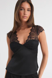 Lace satin top